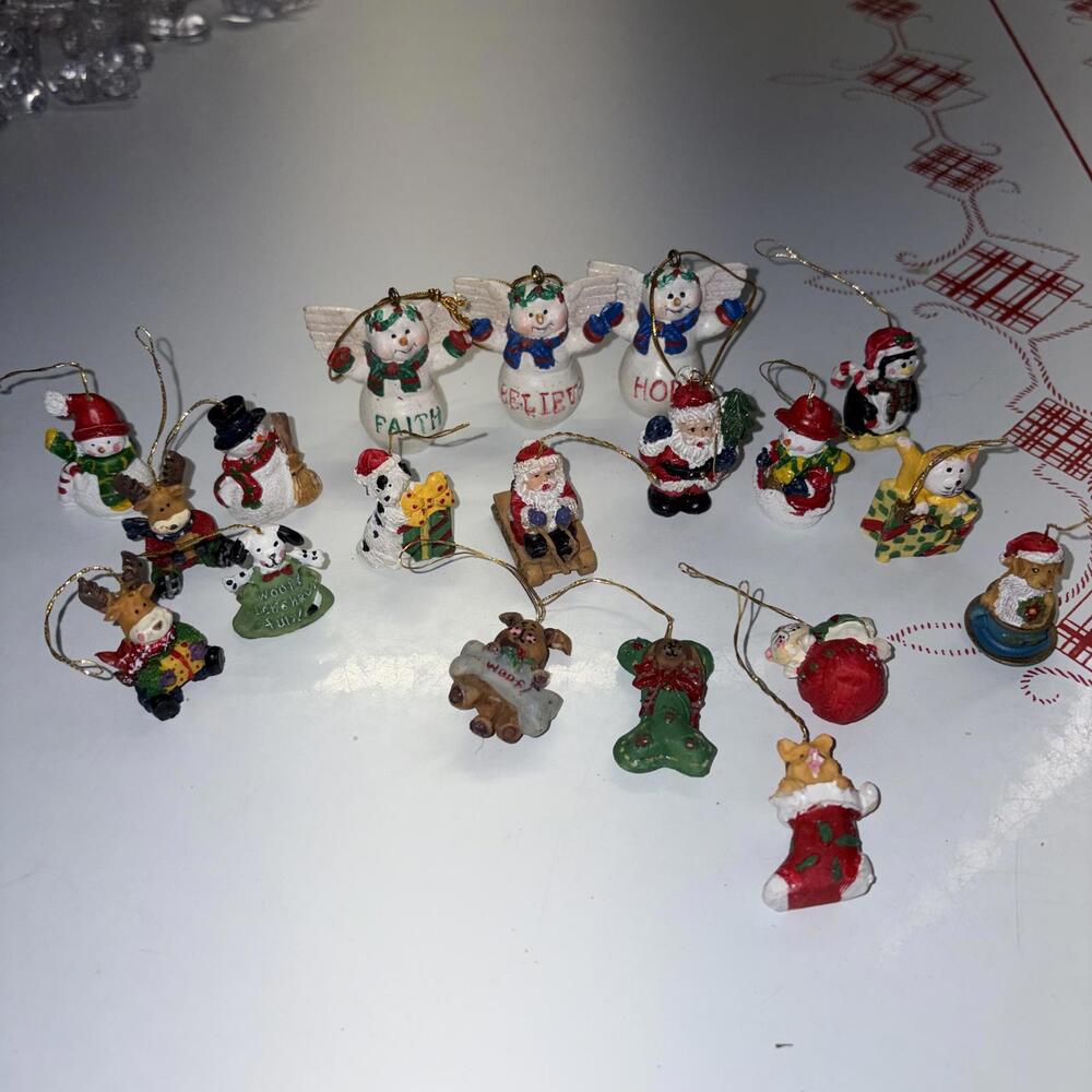 Bundle of 19 mini Christmas ornaments vintage 1990s